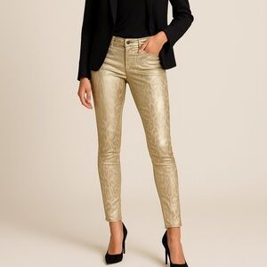 NWT DKNY Very Slim Fit Gold Foil Leopard Print Jegging Women’s Size
